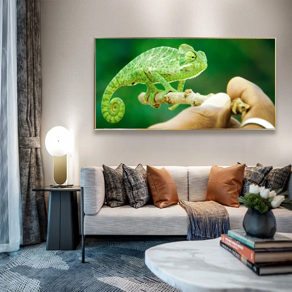 

Animal landscape oil painting green lizard art canvas painting living room corridor bar home decoration mural