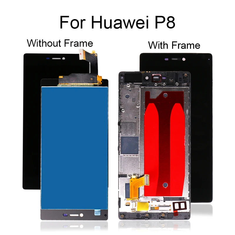 for Huawei P8 LCD Display with Touch Screen Assembly Replacement Parts Frame 100% Tested Free Shipping | Мобильные телефоны и