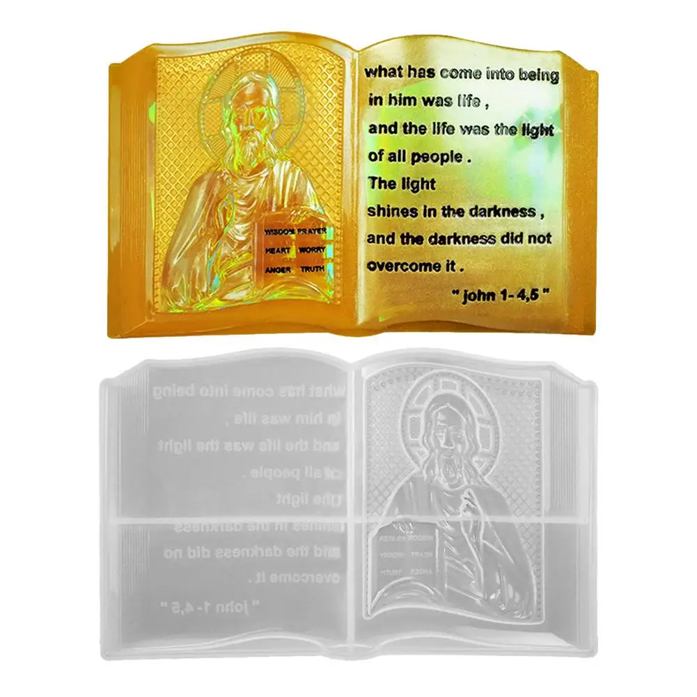 

Holy Bible Resin Molds Large 3D Bible Casting Molds For Epoxy Resin Open Book Bible Silicone Mold DIY Resin Casting Craft Gif