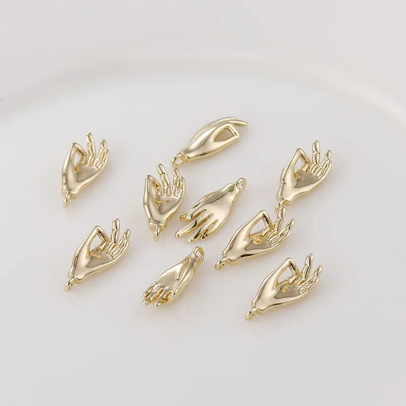 

Copper Plated 3D Mini OK Gesture Palm Charms Pendants 2PCS For Diy Necklace Jewelry Makings