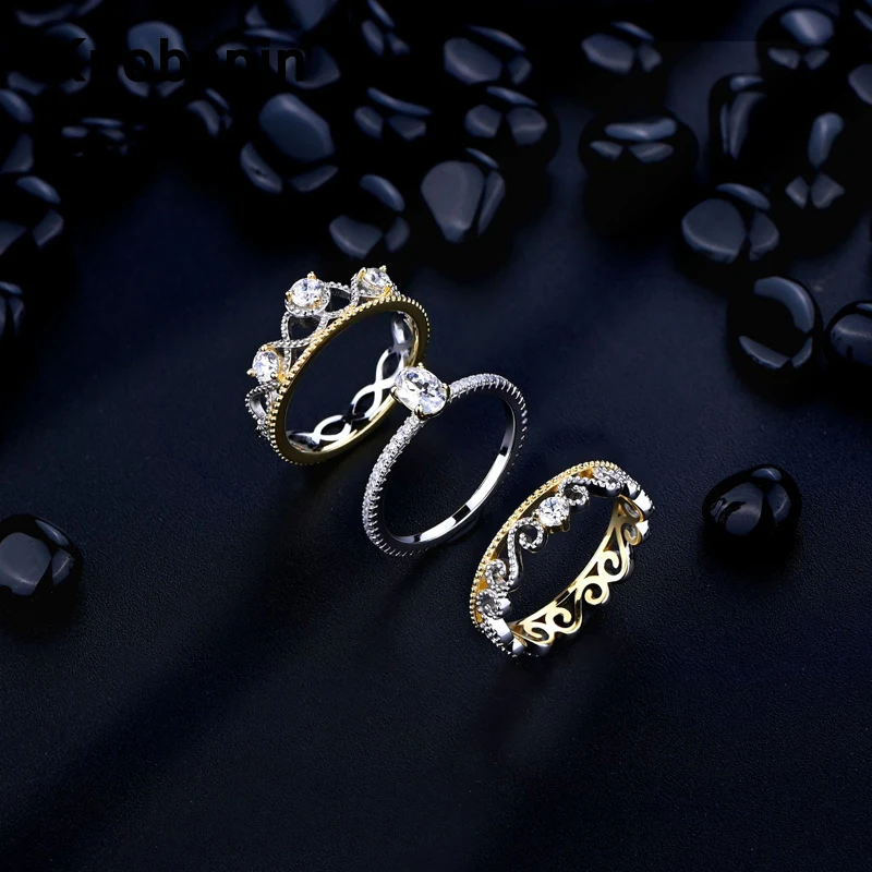 

Knobspin Vintage 100% 925 Sterling Silver Original Ring Sparkling High Carbon Diamond Wedding Rings For Women Party Fine Jewelry