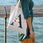 Сумка-шоппер в стиле Харадзюку, модная повседневная многоразовая сумочка-тоут для покупок с принтом в виде роз и алфавита