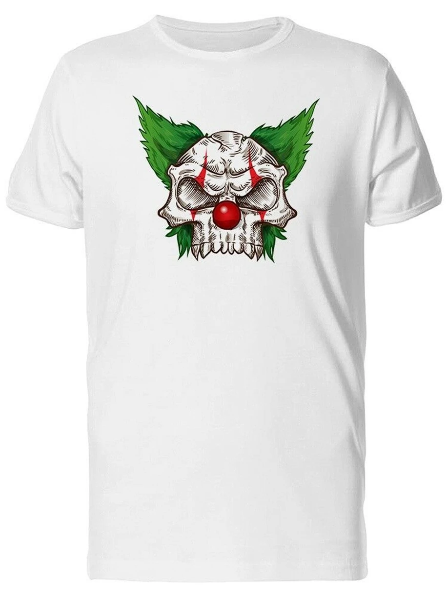 Злой клоун череп гранж Мужская футболка изображение Взрослых Повседневная