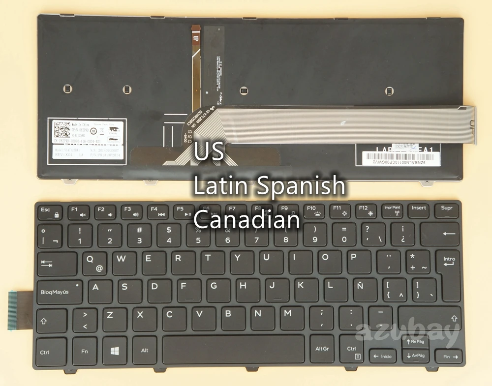 

LA Spanish US Canadian Keyboard for Dell Vostro 14 3445 3446 3449 3458 3459 3468 3478 5459, Inspiron 14-7000 Series 7447 Backlit
