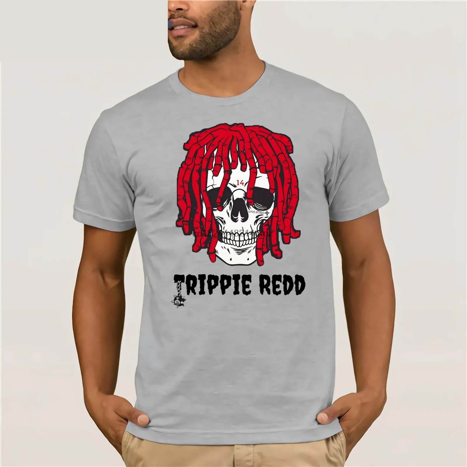 

Trippie Redd Skull Face T-Shirt New Summer Men Casual Print T-Shirt Fashion Novelty Short-Sleeve T-Shirt