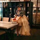 Женская юбка-пачка цвета шампанского, асимметричная длинная юбка-многоуровневые тюлевые юбки, модель 2020 года