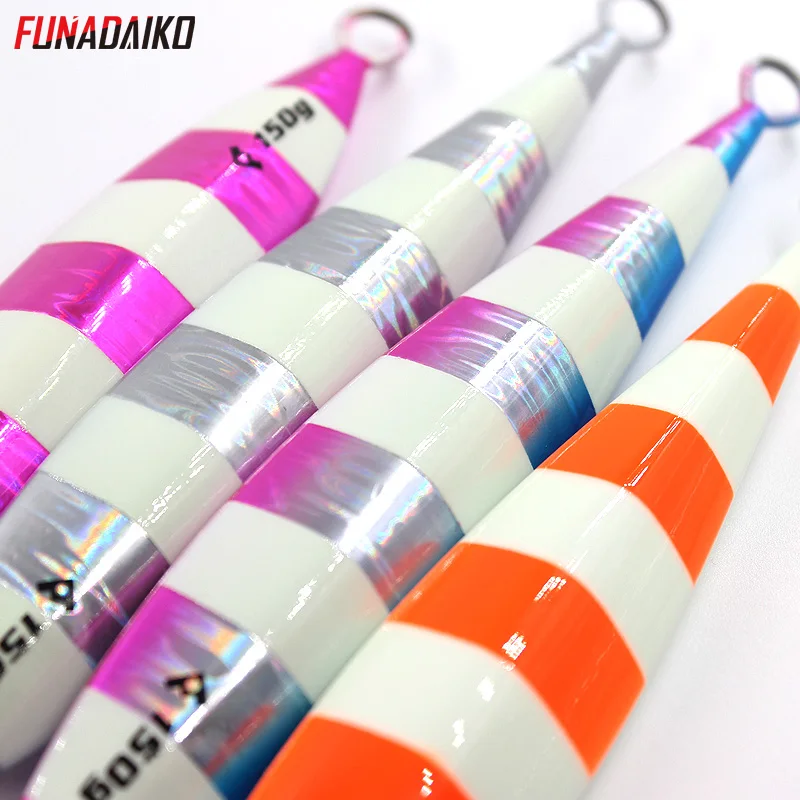 FUNADAIKO новые светящиеся Зебра jigbait вялая блесна, блесна, дергающаяся приманка, Металическая дергающаяся Рыбная приманка ложка джиг kabura 150g 200g 250g 300g 400g Отсадочная машина