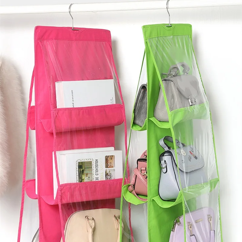 

Storage Shoe Bag Foldingable Door Handbag Shelf Sundry Transparent Closets Clear Hangering Wall Wardrobe 6 Layers Holder