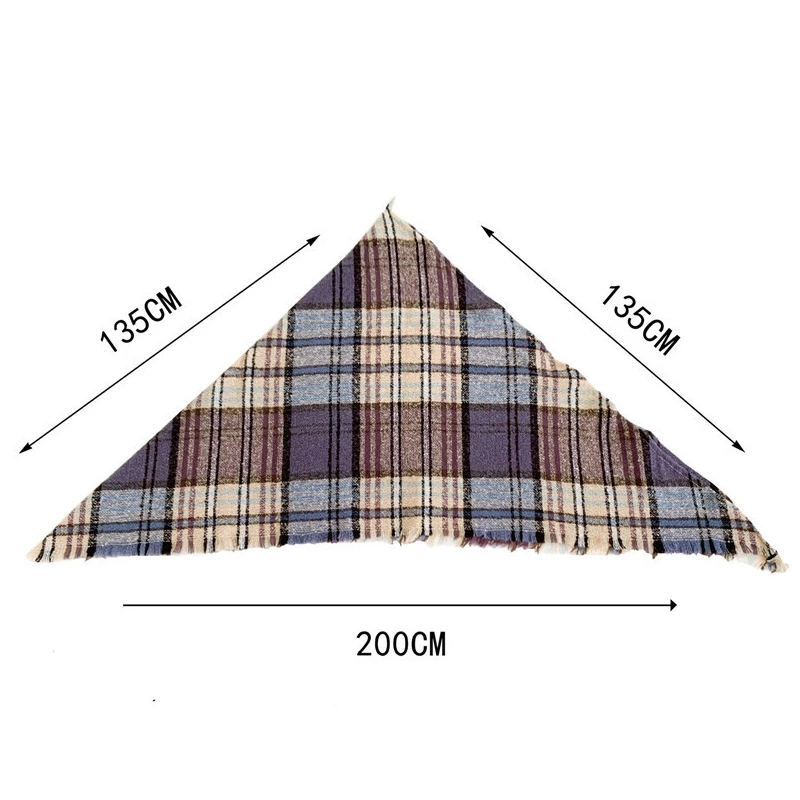 

Fashion Plaid Square Scarf Ladies Scarf Triple-Cornered Scarf Wrapped Neck Warm Scarf Plaid Shawl