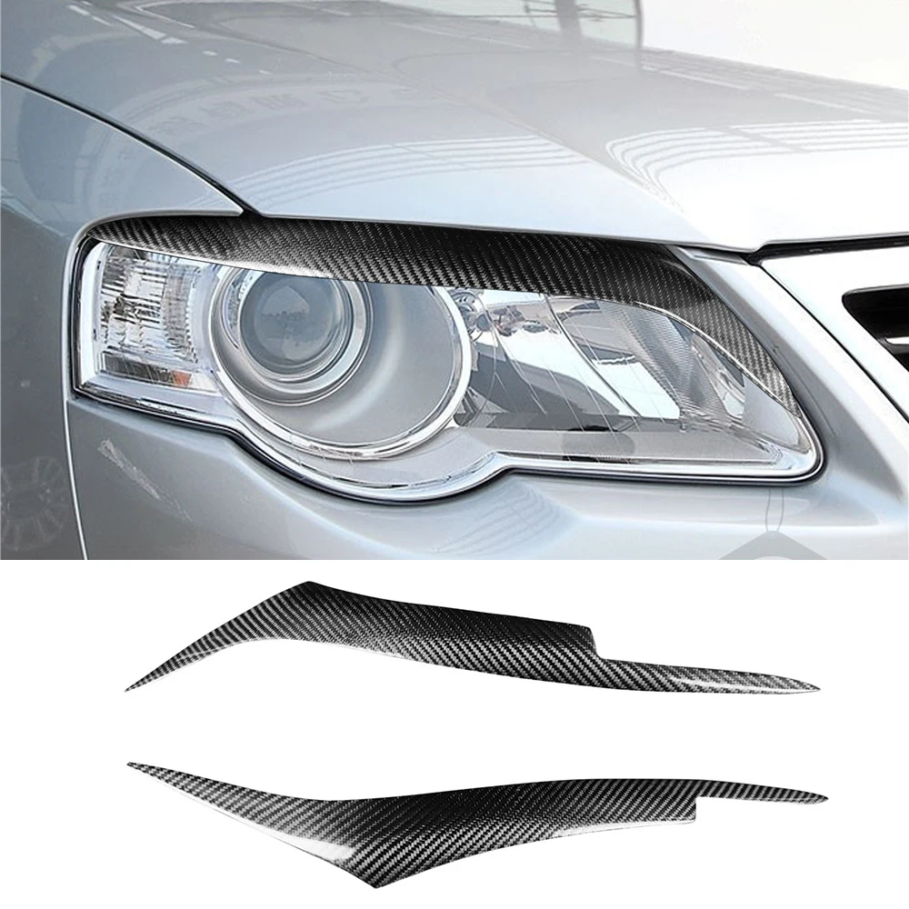 Real Carbon Fiber Front Headlight Eyelids Eyebrow Decoration Cover for VW Volkswagen Magotan R36 Exterior Car Accessories