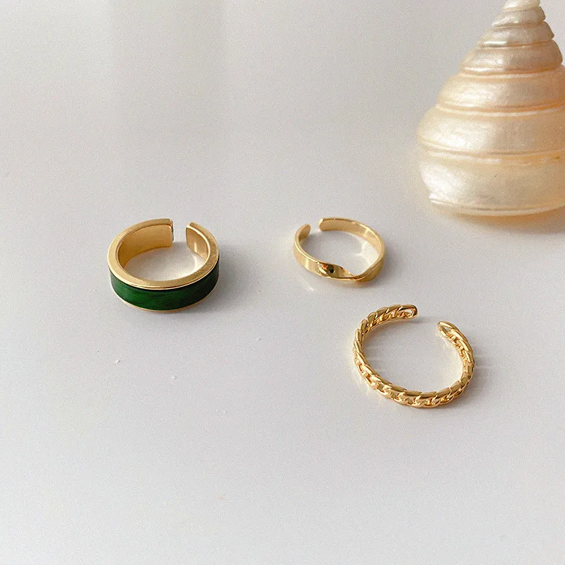 

Minimalist Cold Wind Women Metal Ring Set Korean Dripping Twist Simple Temperament Wild Personal Fashion Joint Ring
