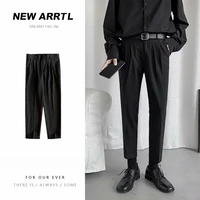 spring and summer trousers nine point pants slim fit small foot casual pants korean style trend straight 9 point suit pants