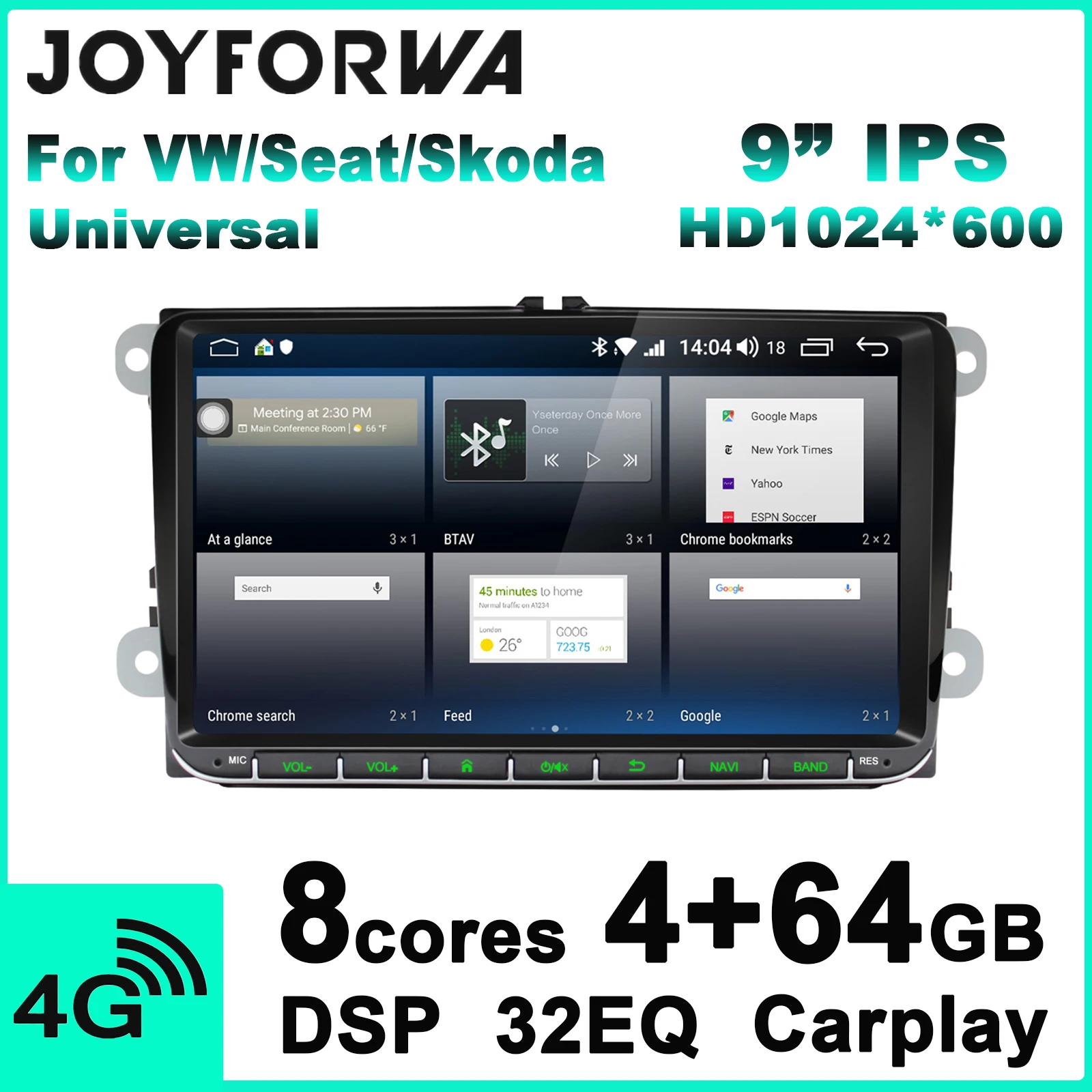 Автомагнитола 2 Din 9 дюймов Android стерео без DVD плеера Авторадио для VW/Seat/Skoda golf 7 passat b6