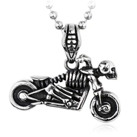 megin d punk personality skull motor stainless steel necklace pendants for men women couple friend fashion design gift jewelry
