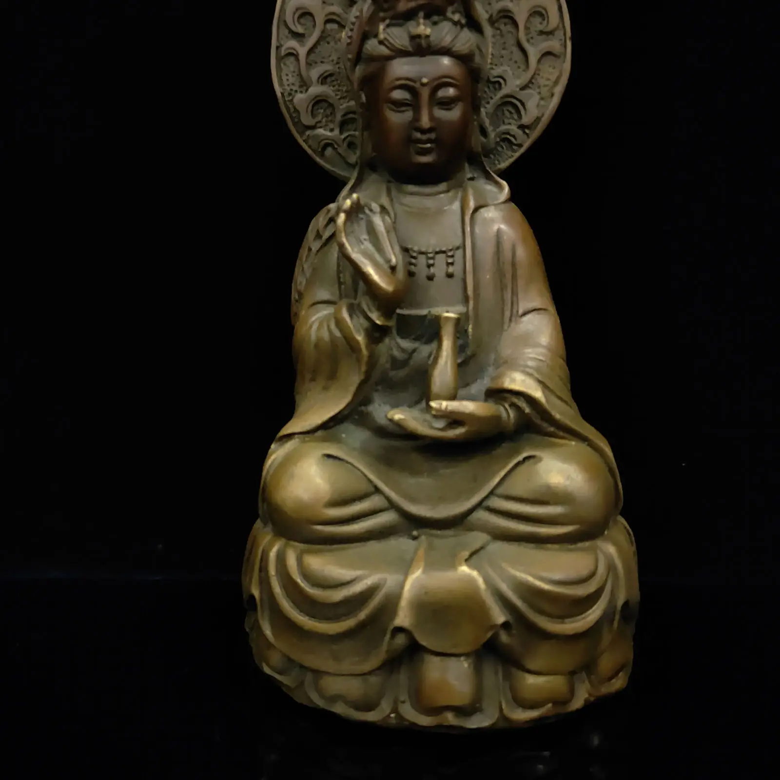 

Chinese Antique Brass Guanyin Buddha Model Statue Qian Long W Mark