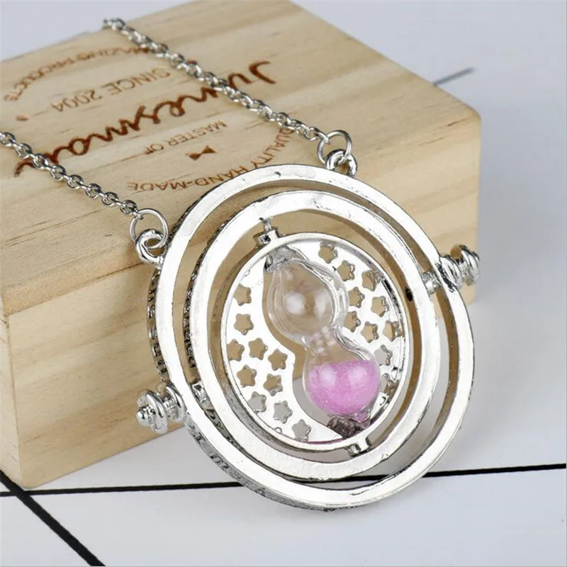 silver-pink Dongsheng hp Time Turner Ожерелье Гермиона Грейнджер вращающаяся подвеска в виде песочных часов Модное ювелирное изделие для женщин и мужчин-30 - Окраска металла: silver-pink