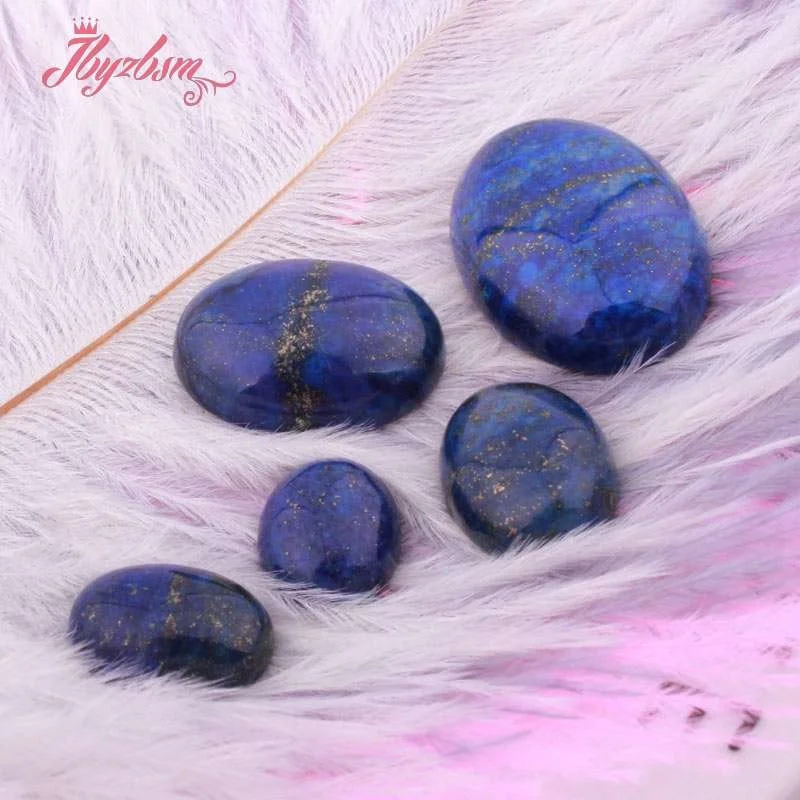 Овальные Кабошоны с синим Lapis Lazuli непросверленные шарики из натурального камня