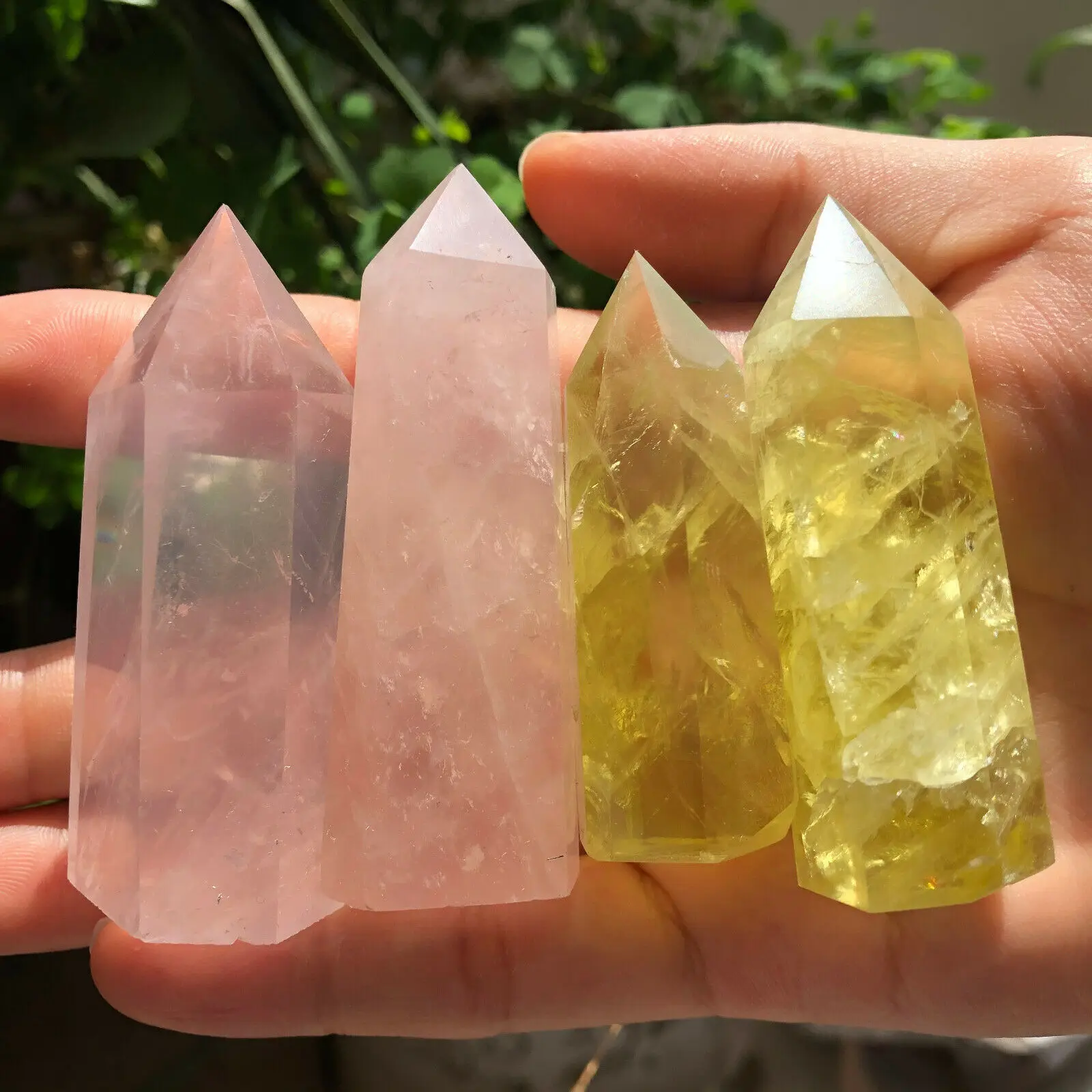 

Натуральный розовый кварц, цитрин, обелиск, кристальная палочка, точечное лечение, 4 шт., 190 г +