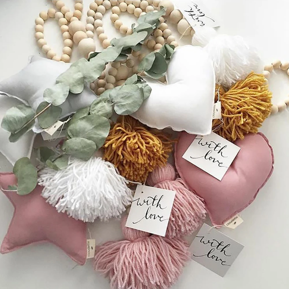 Скандинавские деревянные бусины с кисточками дизайн детской комнаты фото