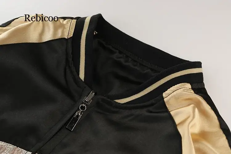 Куртка-бомбер женская демисезонная черная с вышивкой Феникс | Женская одежда