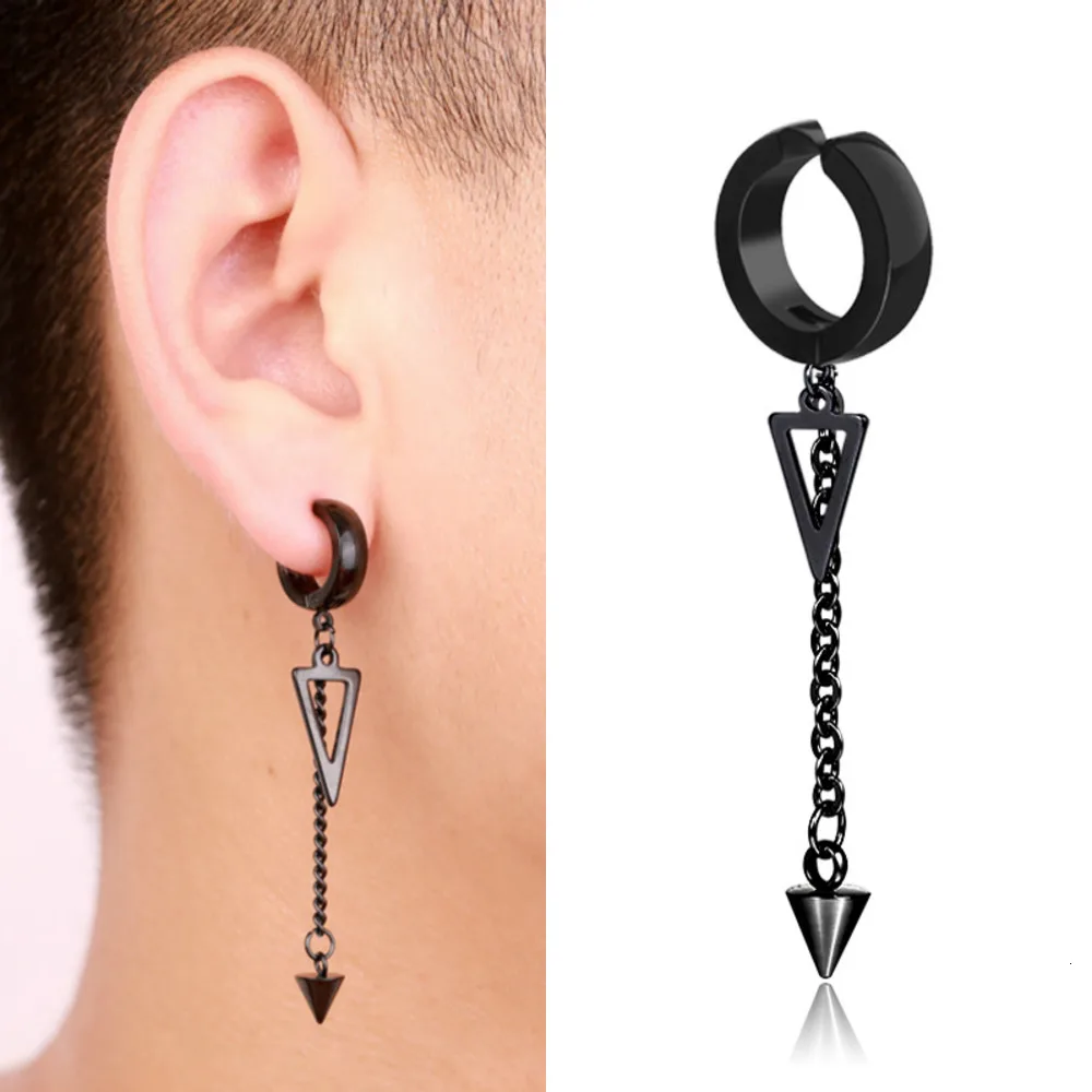 Индивидуальные черные полые треугольные серьги подвески мужская мода без