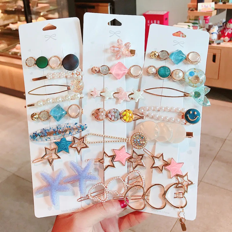 

Vintage Pearl Hairpins Set For Women Hair Accessoires Side Clip Geometric Star Heart Girls Headdress Female Korean Hair Clips