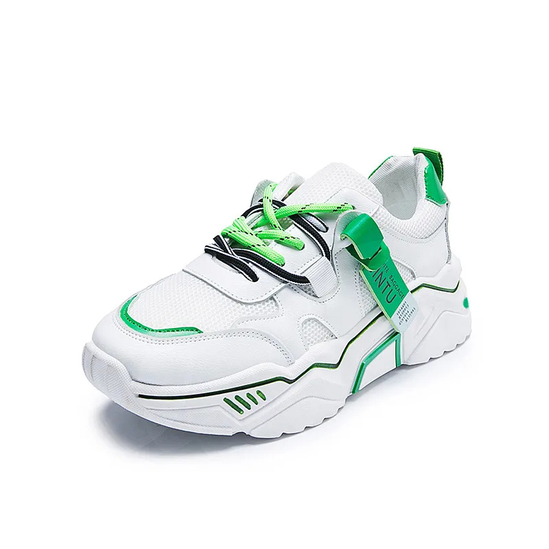 

Chunky Sneakers Women Mixed Colors Patchwork Thick Soles Women Casual Shoes Breathable Mesh Fashion Lace-Up platform sneakers