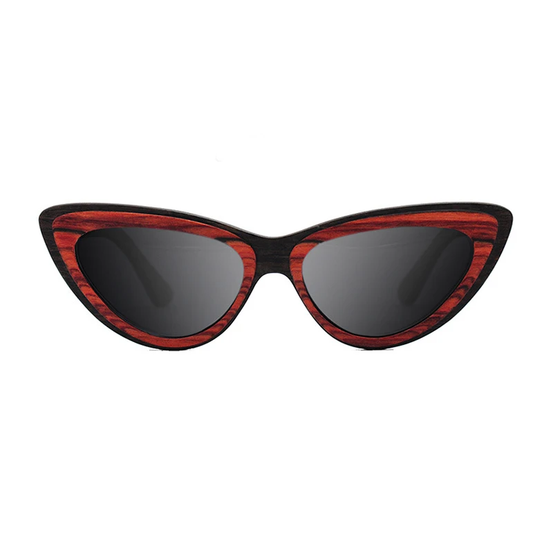 Винтажные деревянные солнцезащитные очки кошачий глаз маленькие женские в