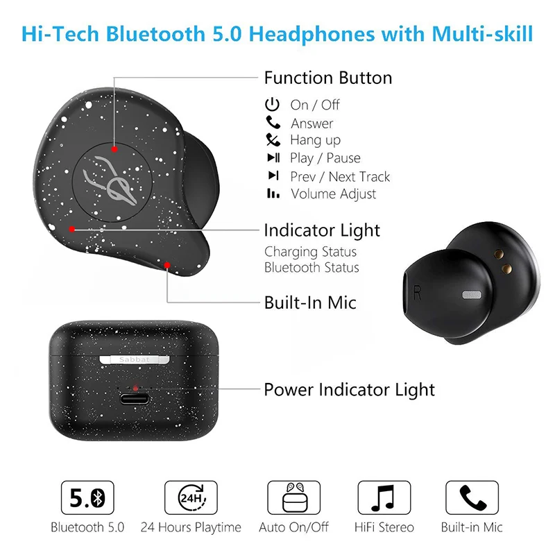Беспроводные наушники Sabbat X12 Спортивные Bluetooth 5 0 Hi Fi Беспроводная зарядка