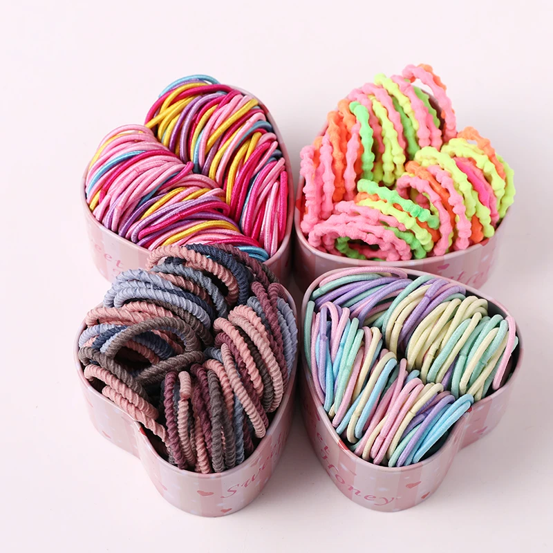

50PCS/Box New Girls Colorful Basic Elastic Hair Bands Ponytail Holder Scrunchies Kids Hair Ropes Rubber Bands Hair Accessories