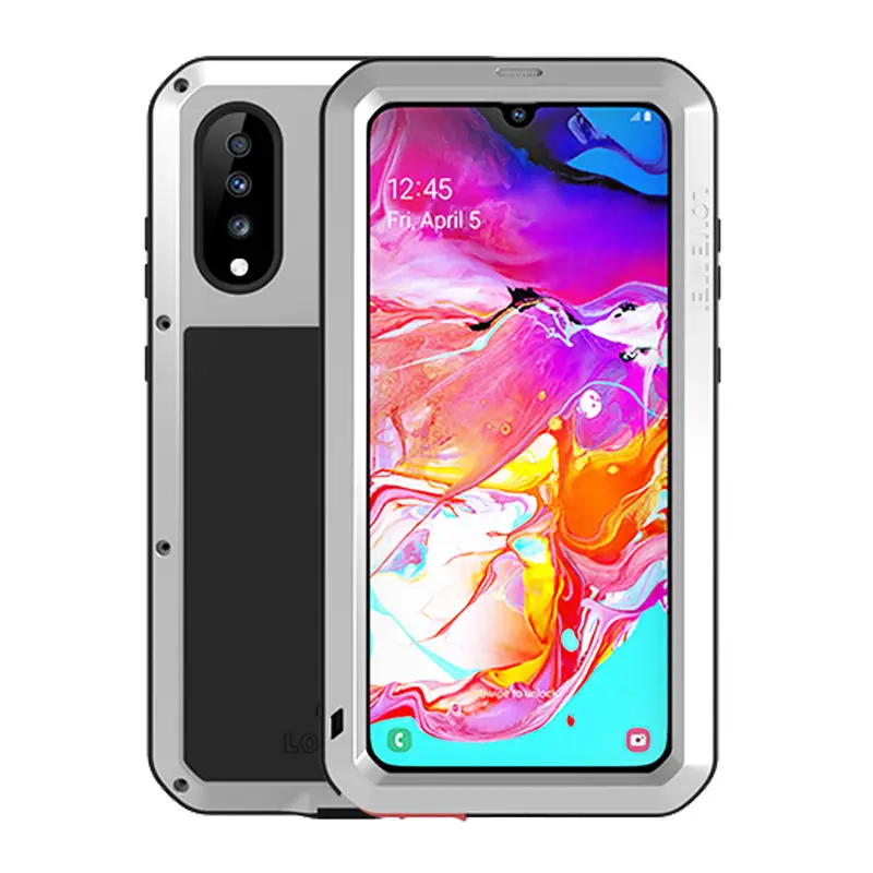 Silver Водонепроницаемый 360 полный корпус защитный чехол для samsung Galaxy A70 чехол противоударный алюминиевый металлический задний чехол для samsung A70 чехол s - Цвет: Silver
