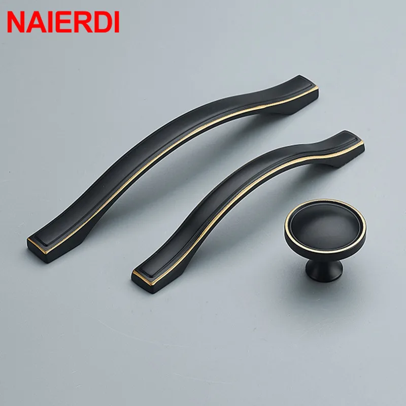 Ручки шкафа NAIERDI из твердой меди европейские кухонные ручки для выдвижных ящиков