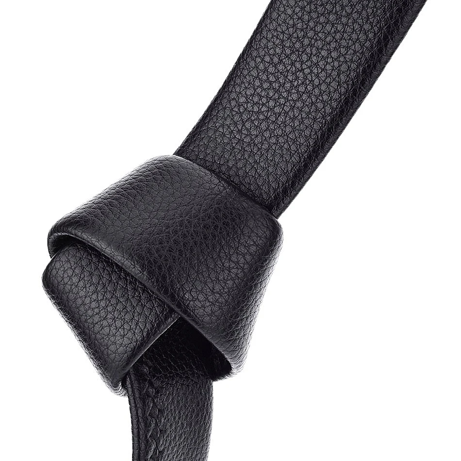 WOWTIGER Silver color metal Luxury Automatic Buckle men belt High Quality Black Wear-resistant Leather Belts for Men 3.5cm Width |