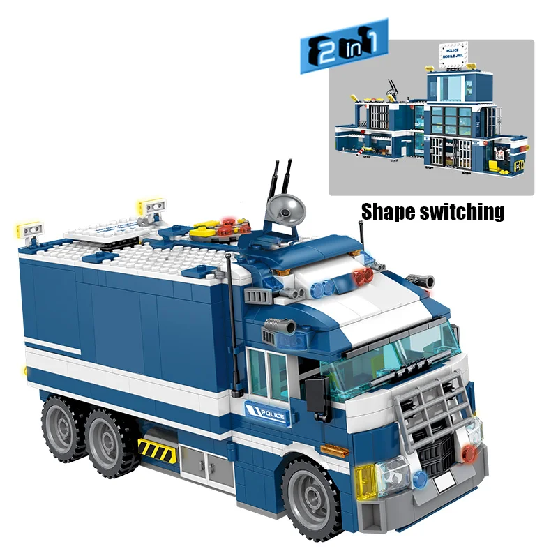 960 шт. городской полицейский участок дом для автомобиля строительные блоки Technic