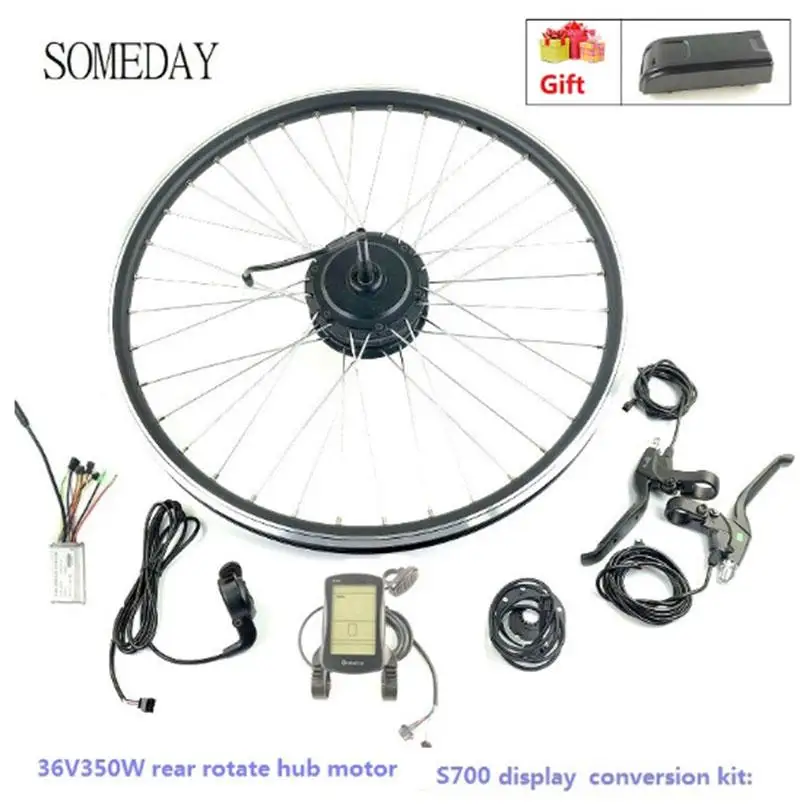 

SOMEDAY Electric Bicycle Conversion Kit 36V250W Ebike Rear Gear Hub Motor Wheel with JN 15A Controller OMT- M3/S700 Display