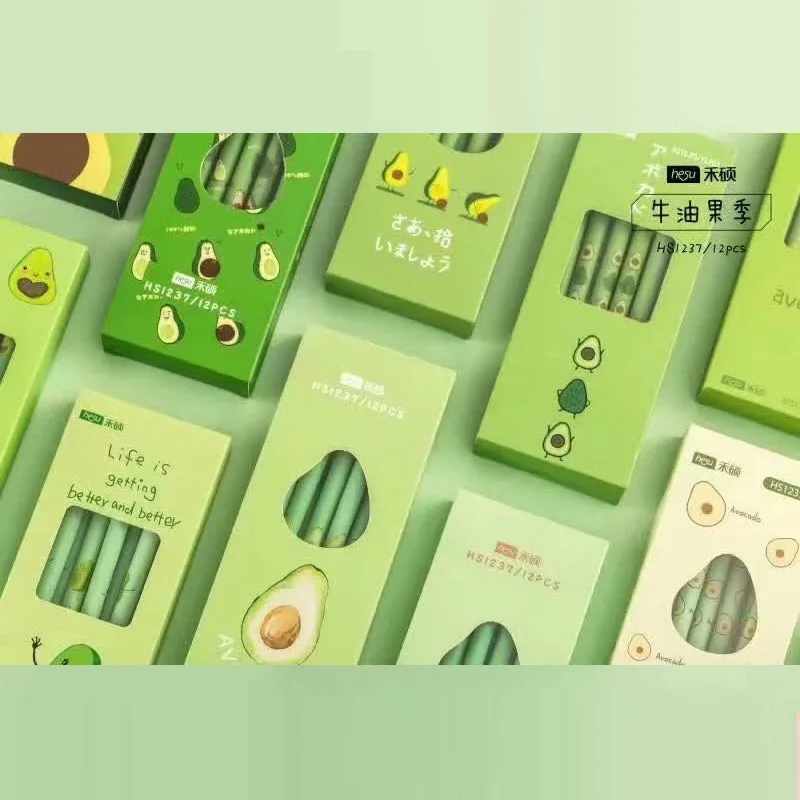 3 шт./компл. милые гелевые ручки из авокадо черные чернила тонкие точки (0 5 мм)