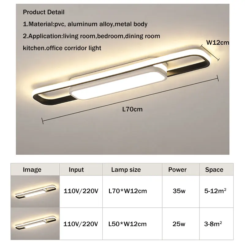 Lámpara de techo Led moderna para sala de estar, cocina, pasillo, balcón, iluminación interior, montada en superficie, AC110V, 220V