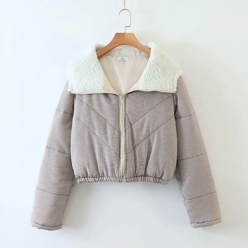 

Women Jackets and Coats For Winter Autumn Fashion Trend Swallow Gird Color Thick Warm Short Style Thick Warm Hooded C2348