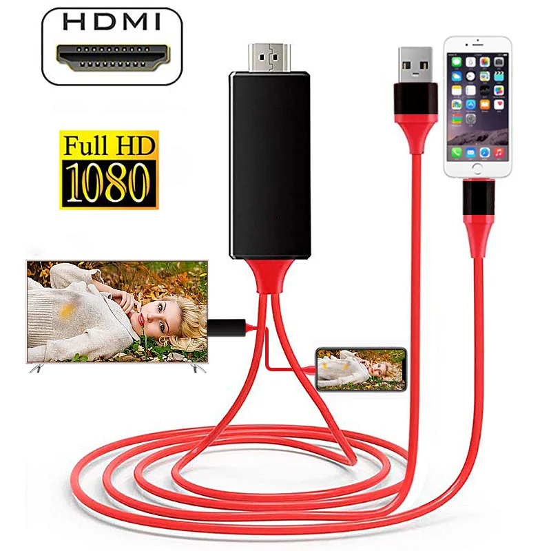 

2021 Lightning To HDMI Digital AV Adapter 4K USB Cable Connector Up To 1080P HD For iPhone 12/11/X/XR/8P/6/6S/7/7P/iPad Air/iPod