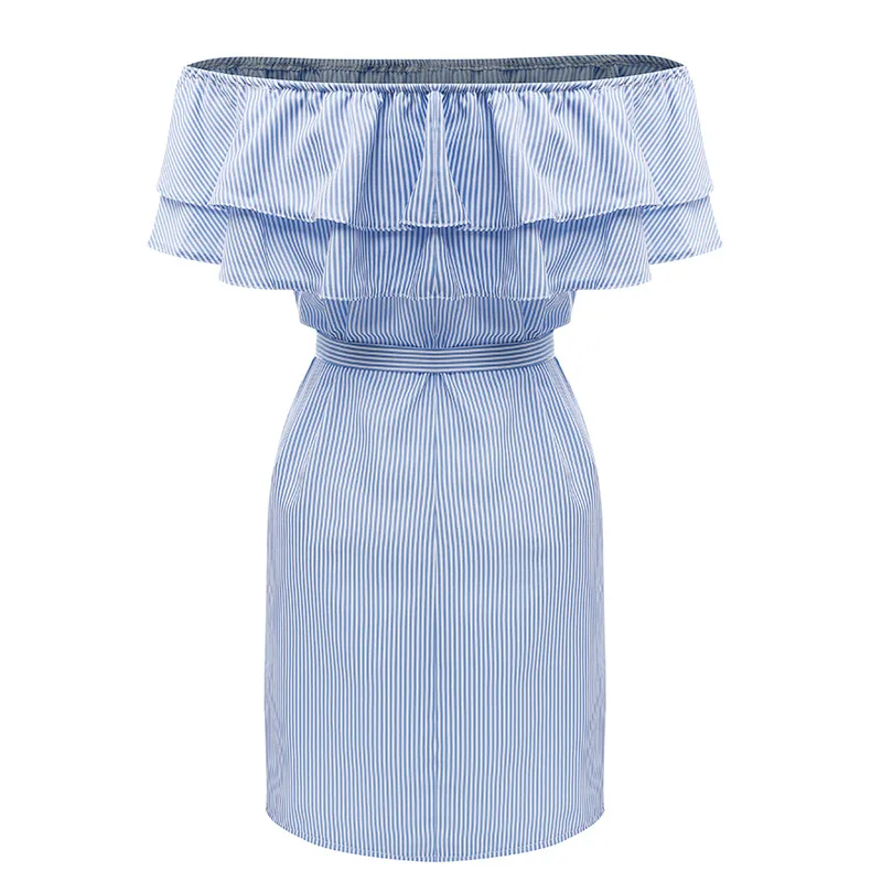 

Ladies Dress Striped Summer Dress Ruffle Collar Summer Dress Bandage Summer Dress Casual Summer Dress Summer Dress