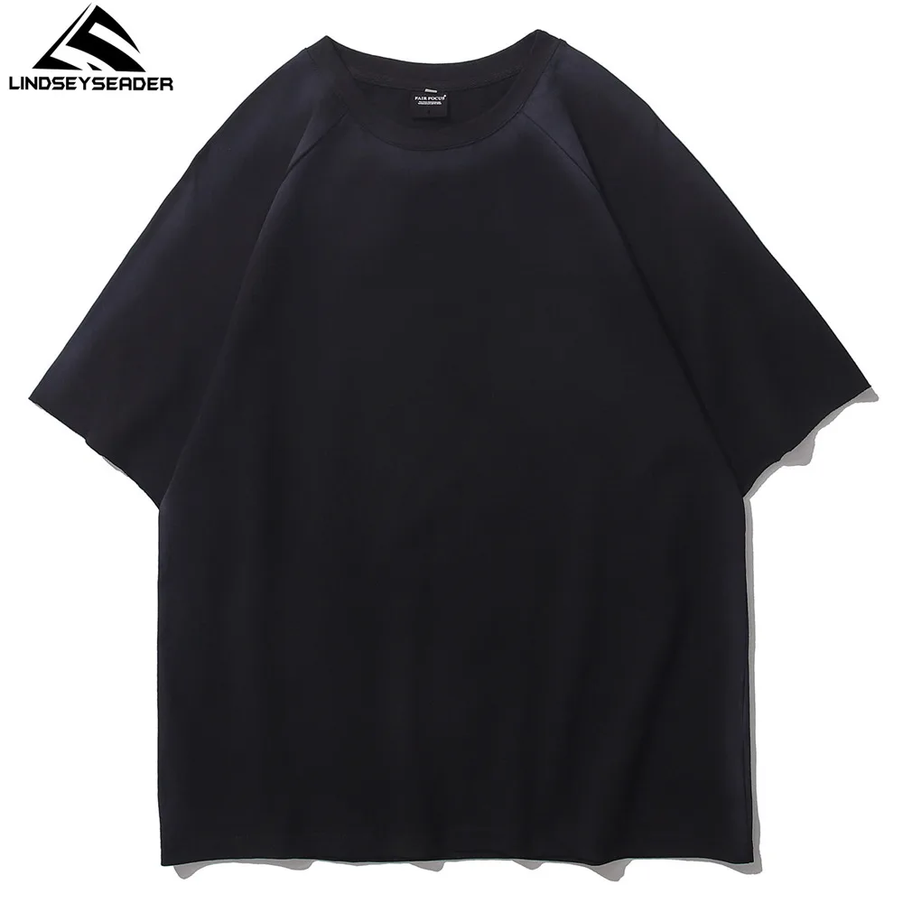 

LINDSEY SEADER T-shirt Men Hip Hop Oversized Solid Black Cotton Casual Harajuku Streetwear Summer Short Sleeve Tops Tee Tshirt