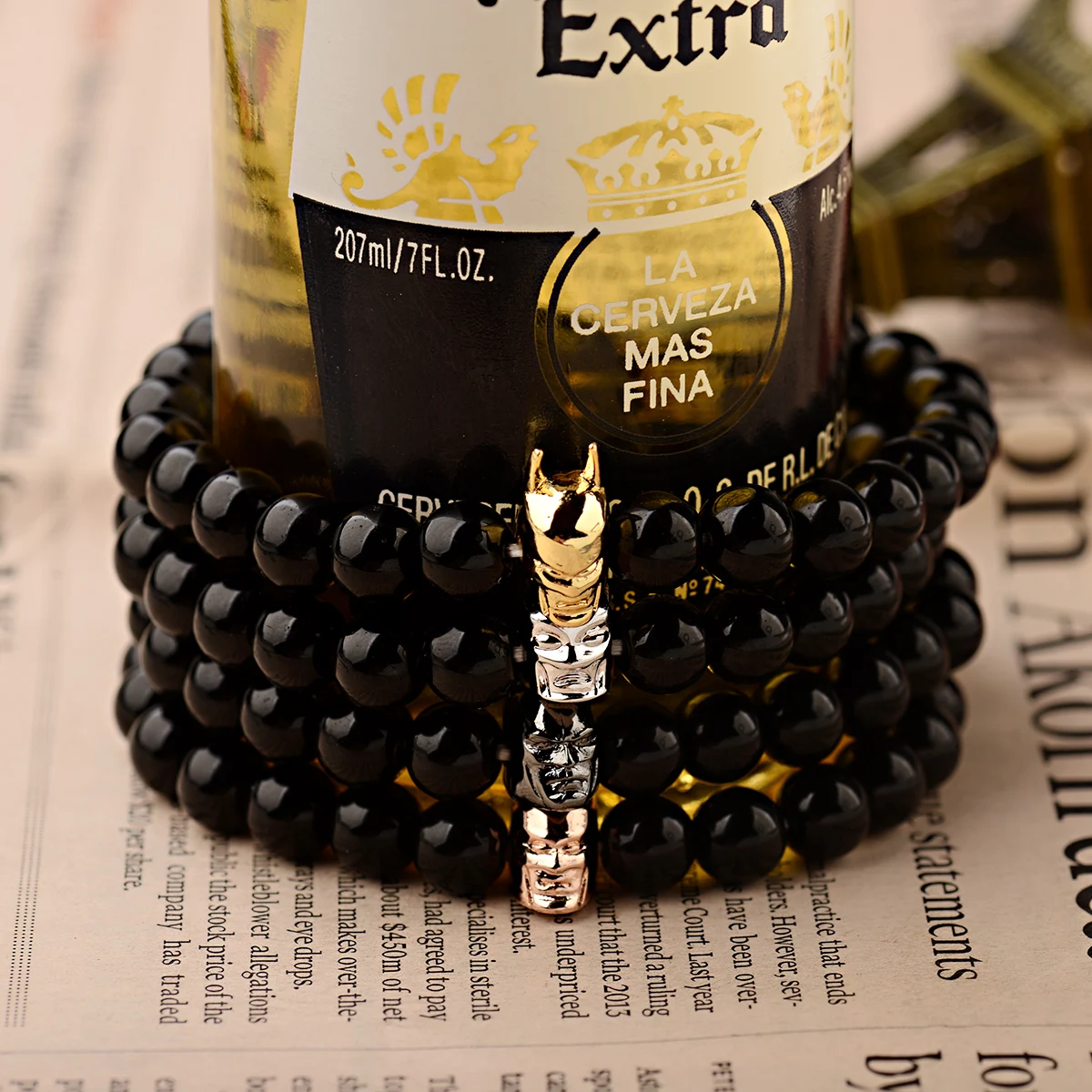 2019 Charm Men Natural Stone Beads Bracelet Gold Batman Alloy Beaded Stretch Bracelets Bangles Women Bileklik Pulseras | Украшения и