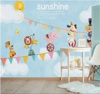 custom wallpaper cartoon animal elephant lion circus childrens room background wall painting 8d wall covering