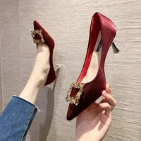 2021 new summer fashion rhinestone golden women pumps high heels luxury discoloration pointed toe shoes woman hot
