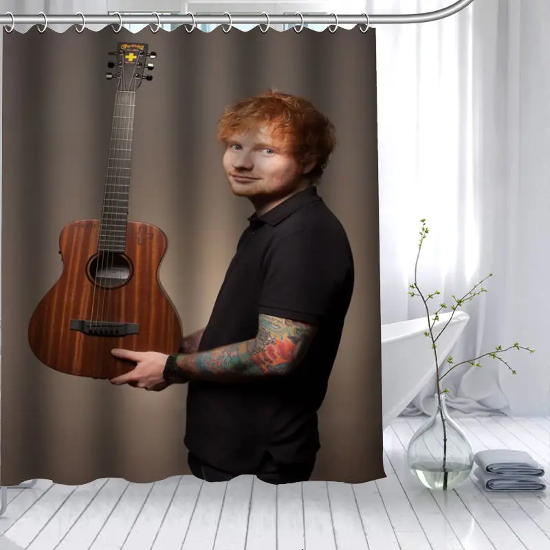 

Hot Sale Ed Sheeran Music Star Custom Shower Curtain 3D Waterproof Polyester Fabric Bath Curtain 12 Hooks For The Bathroom