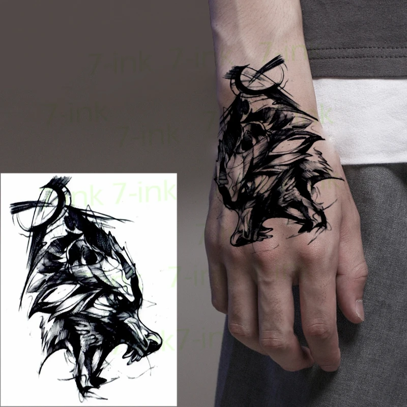 Waterproof Temporary Tattoo Sticker Monkey King Cat Flower on The Back of Hand Flash Tatoo Fake Tattoos for Men Women | Красота и