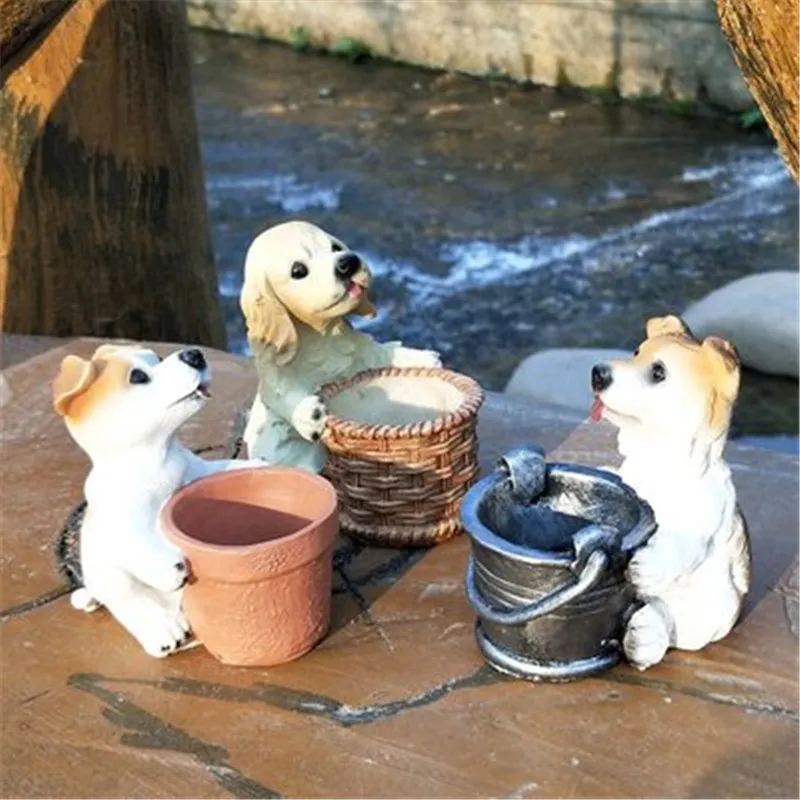 Милая статуя щенка искусственное животное пасторальная