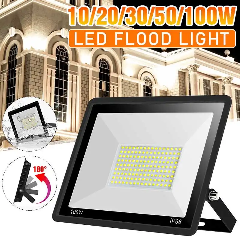 

LED Floodlight AC180-240V 10/20/30/50/100W High Brightness Waterproof Flood Light For Garden Square Wall Street Outdoor Lighting