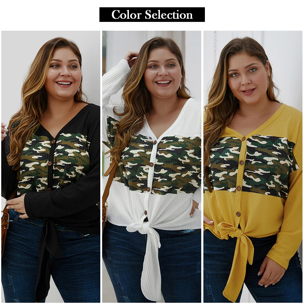 Женские топы размера плюс осень 2020 модный однобортный свитер с v-образным вырезом