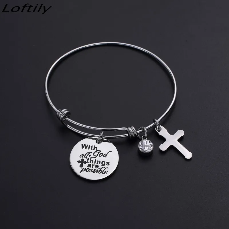 Браслет женский из нержавеющей стали с выгравированными крестиками и надписями |